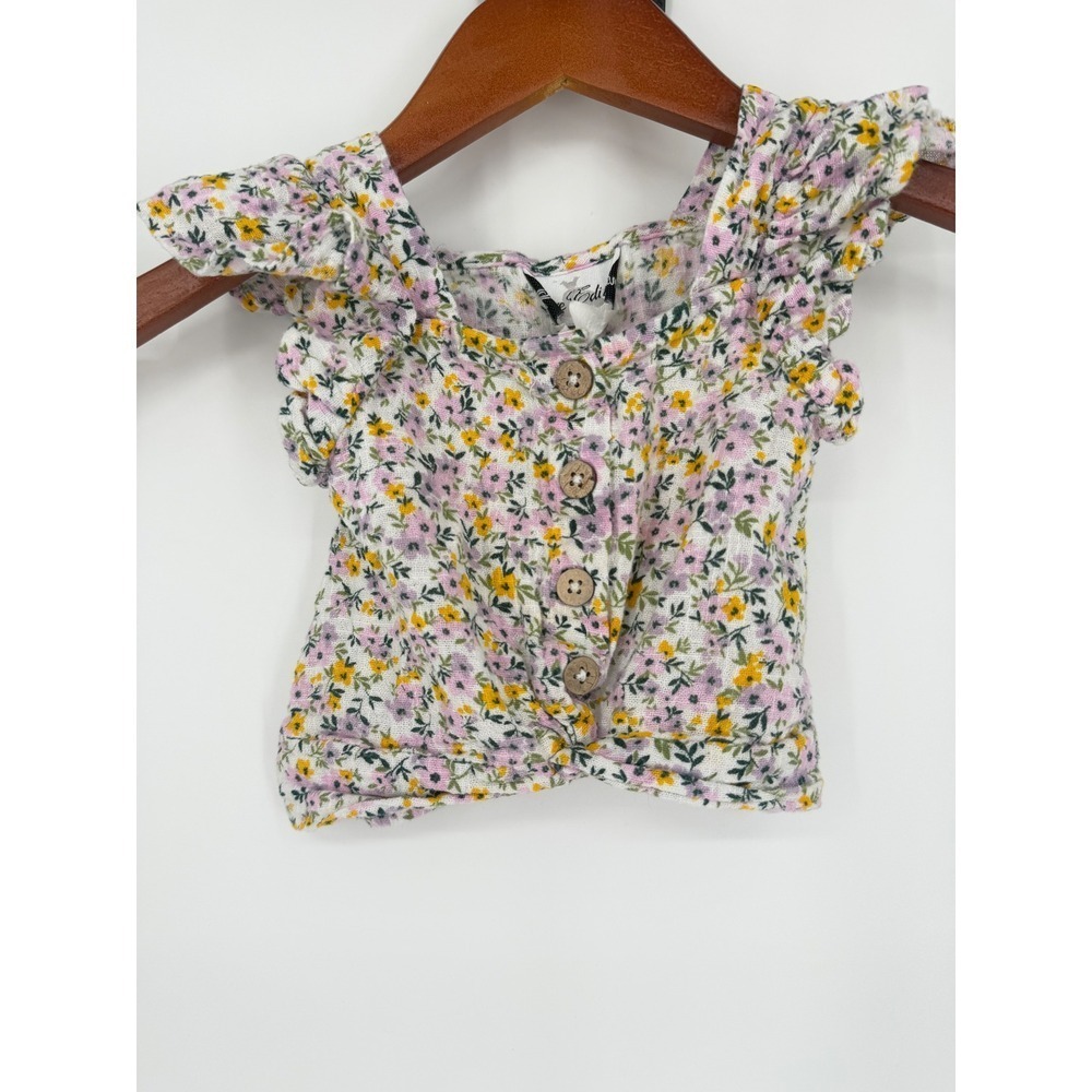 Rare Editions Girls Top 4T Ditsy Floral Knot‎ Front Cotton